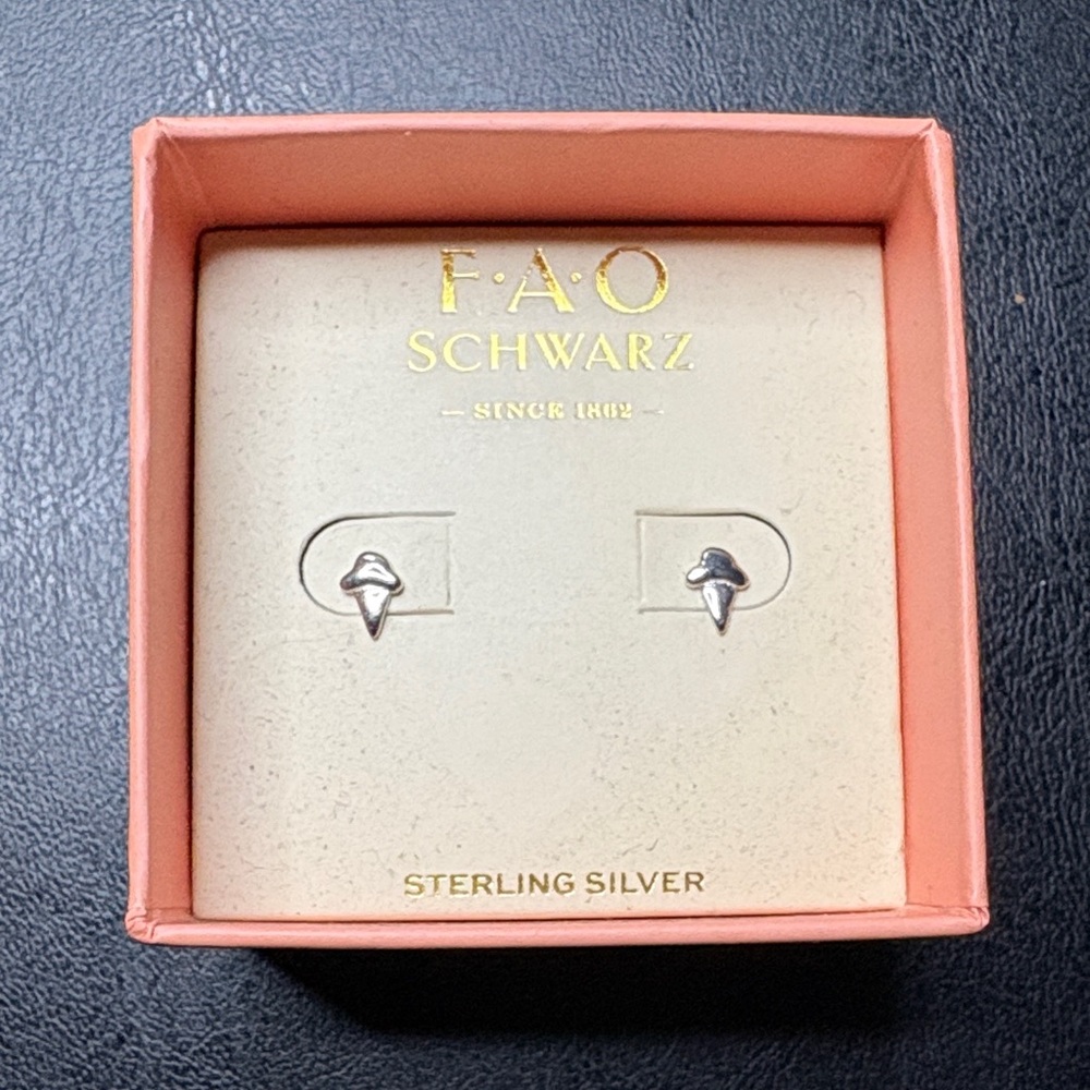 FAO Schwarz Silver Ice Crean Cone Stud Earrings